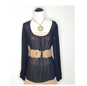 Long Sleeves Black Sheer Blouse - Must Bundle